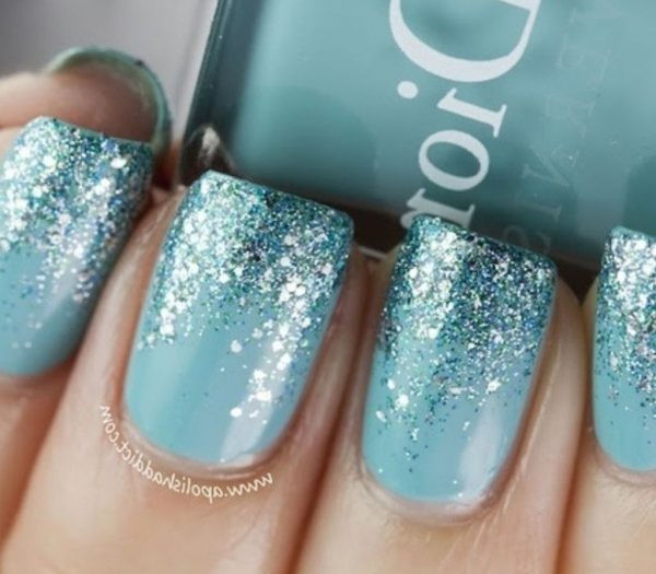 Light Blue Glitter Nails
 Top 50 ideas of light blue nail designes