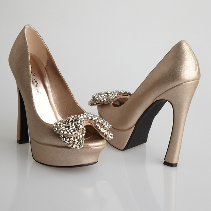 Light Gold Wedding Shoes
 Allure Shoes Style April Light Gold [April LightGold