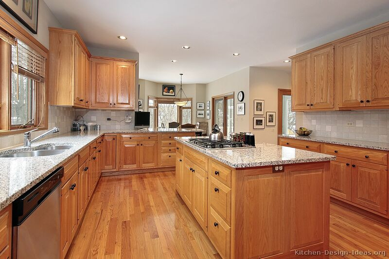 Light Kitchen Cabinet Ideas
 Granite countertops Oak cabinets and Granite on Pinterest