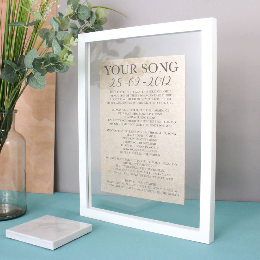 Linen Anniversary Gift Ideas
 linen anniversary lyrics vows print by no ordinary t