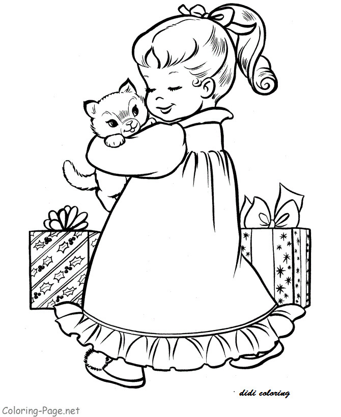 Little Girls Coloring Pages
 cats girls Girls Coloring Pages kitten