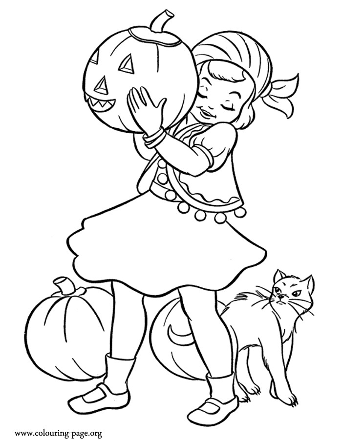 Little Girls Coloring Pages
 Halloween Little girl dressed as a gypsy for Halloween