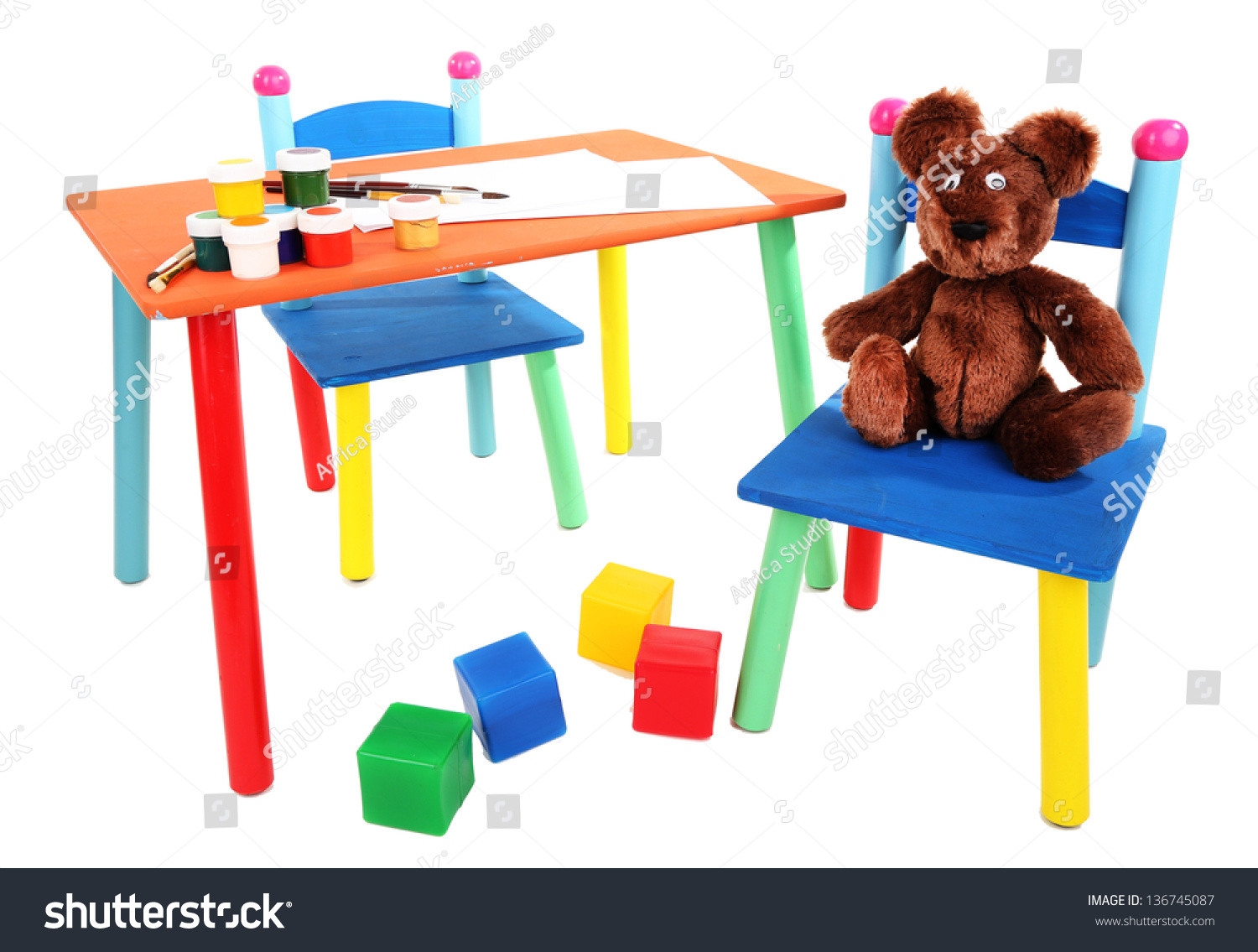 Little Kids Table And Chairs
 Small Colorful Table Chairs Little Kids Stock