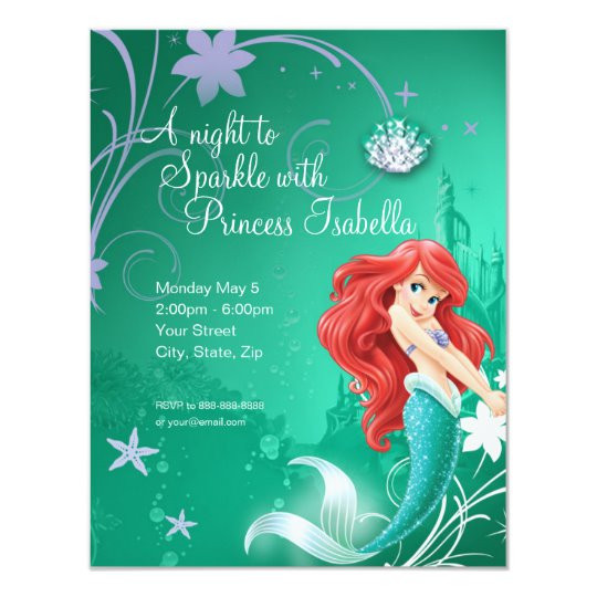 Little Mermaid Birthday Invitations
 Ariel The Little Mermaid Birthday Invitation