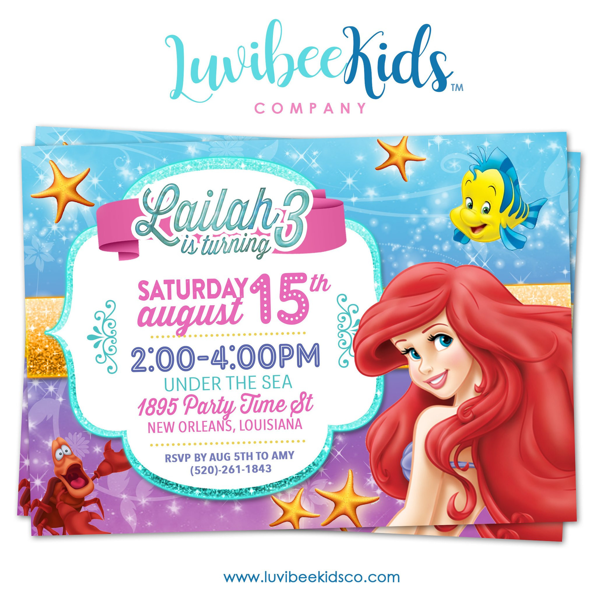 Little Mermaid Birthday Invitations
 Little Mermaid Birthday Invitation