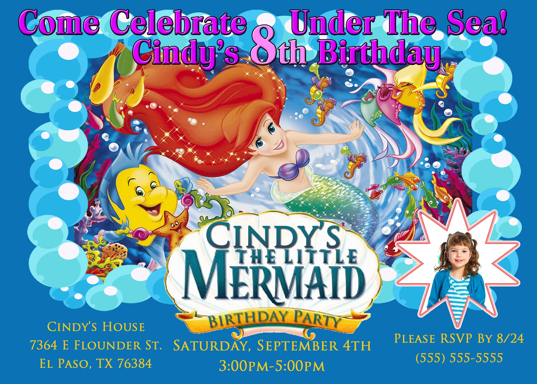 Little Mermaid Birthday Invitations
 Little Mermaid Birthday Invitations