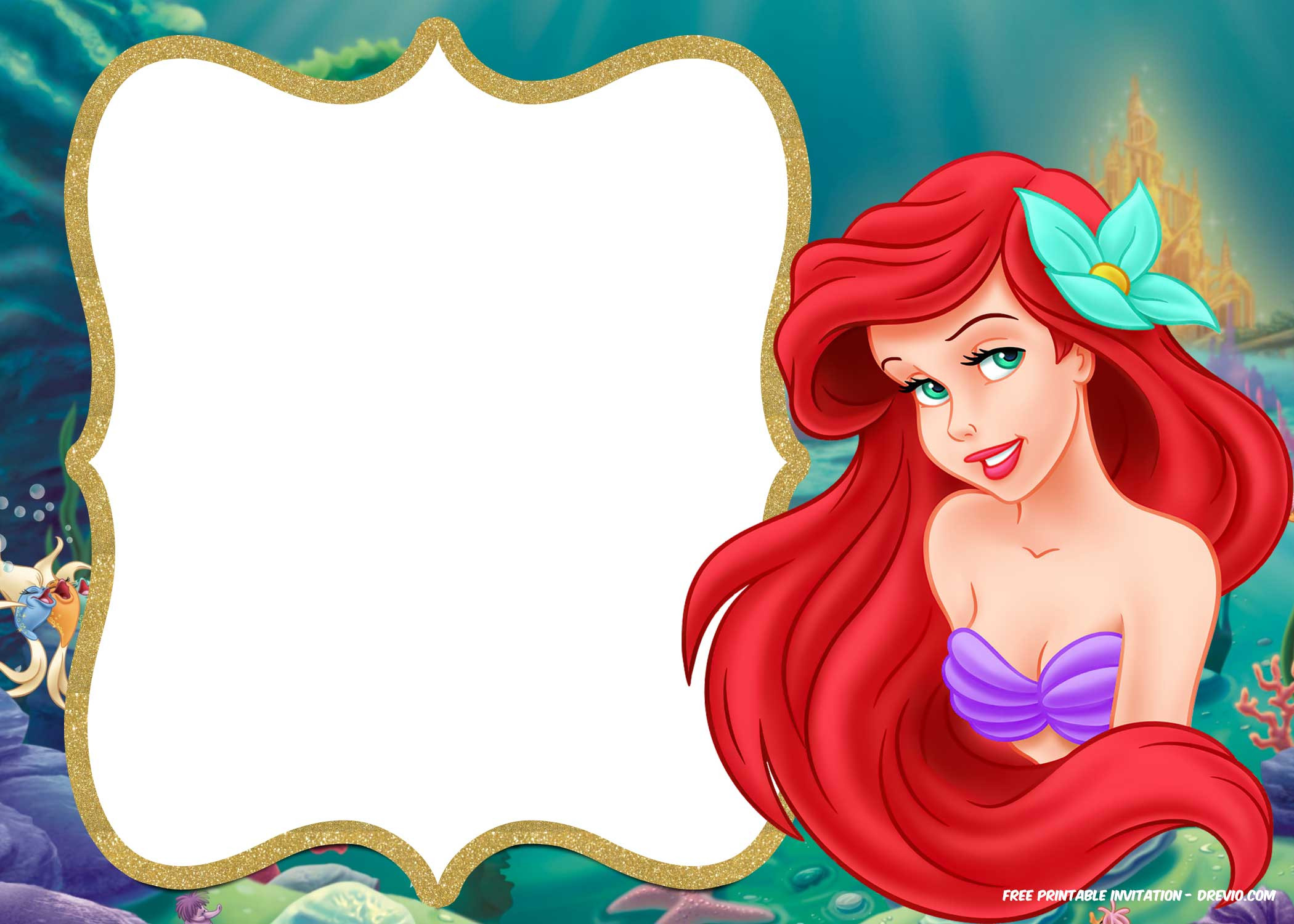 Little Mermaid Birthday Invitations
 FREE Printable Ariel Little Mermaid Invitation Template