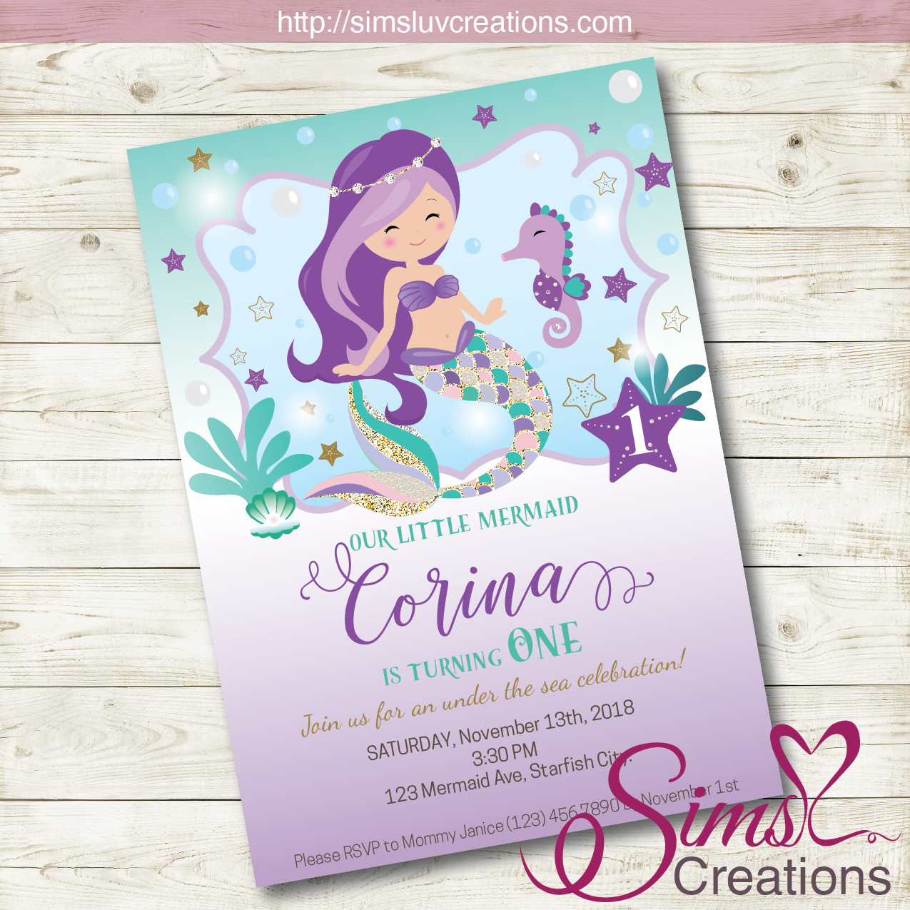 Little Mermaid Birthday Invitations
 LITTLE MERMAID BIRTHDAY INVITATION