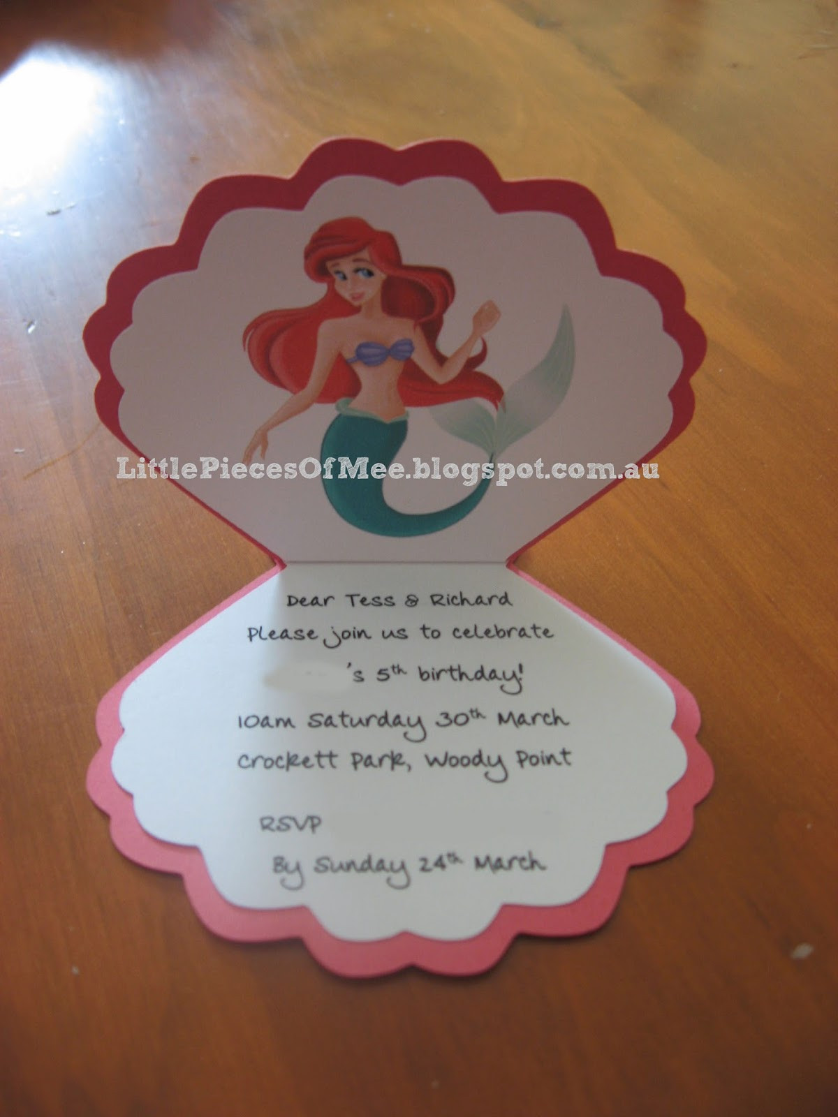 Little Mermaid Birthday Invitations
 Little pieces of mee Little Mermaid party invitations