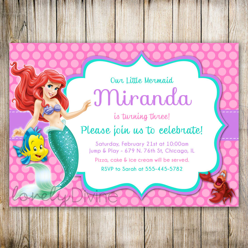 Little Mermaid Birthday Invitations
 Little Mermaid Birthday Invitation Ariel Invitation Ariel