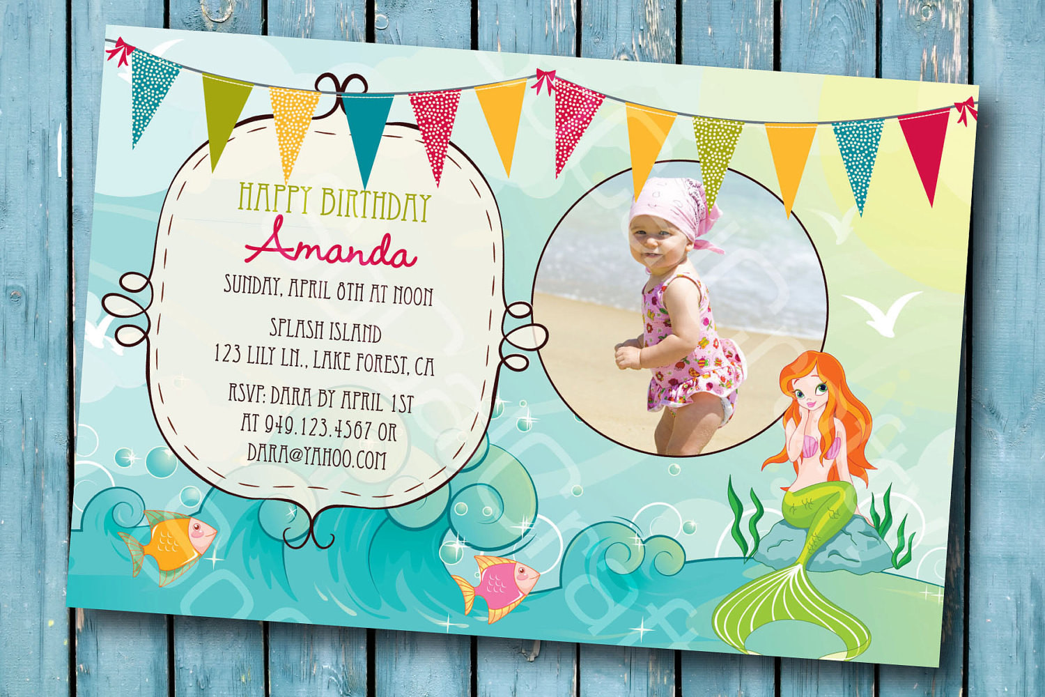 Little Mermaid Birthday Invitations
 My Little Mermaid Birthday Party Invitation Digital by