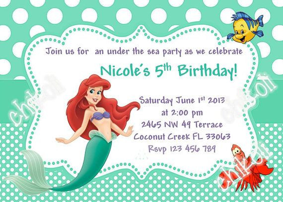 Little Mermaid Party Invitation Ideas
 Little Mermaid party invitations Ariel Birthday Party