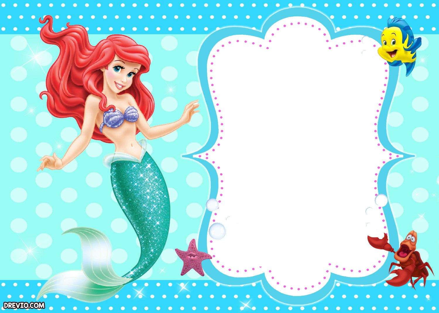 Little Mermaid Party Invitation Ideas
 Updated Free Printable Ariel the Little Mermaid