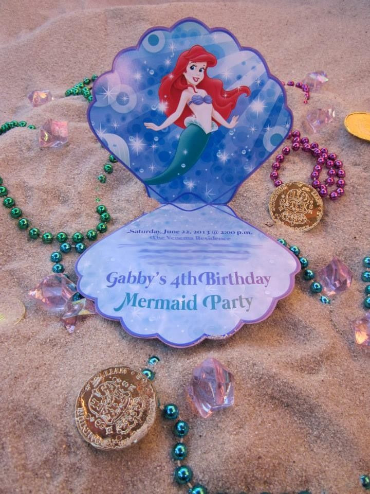 Little Mermaid Party Invitation Ideas
 Clam invitations I made for my daughter s Little Mermaid
