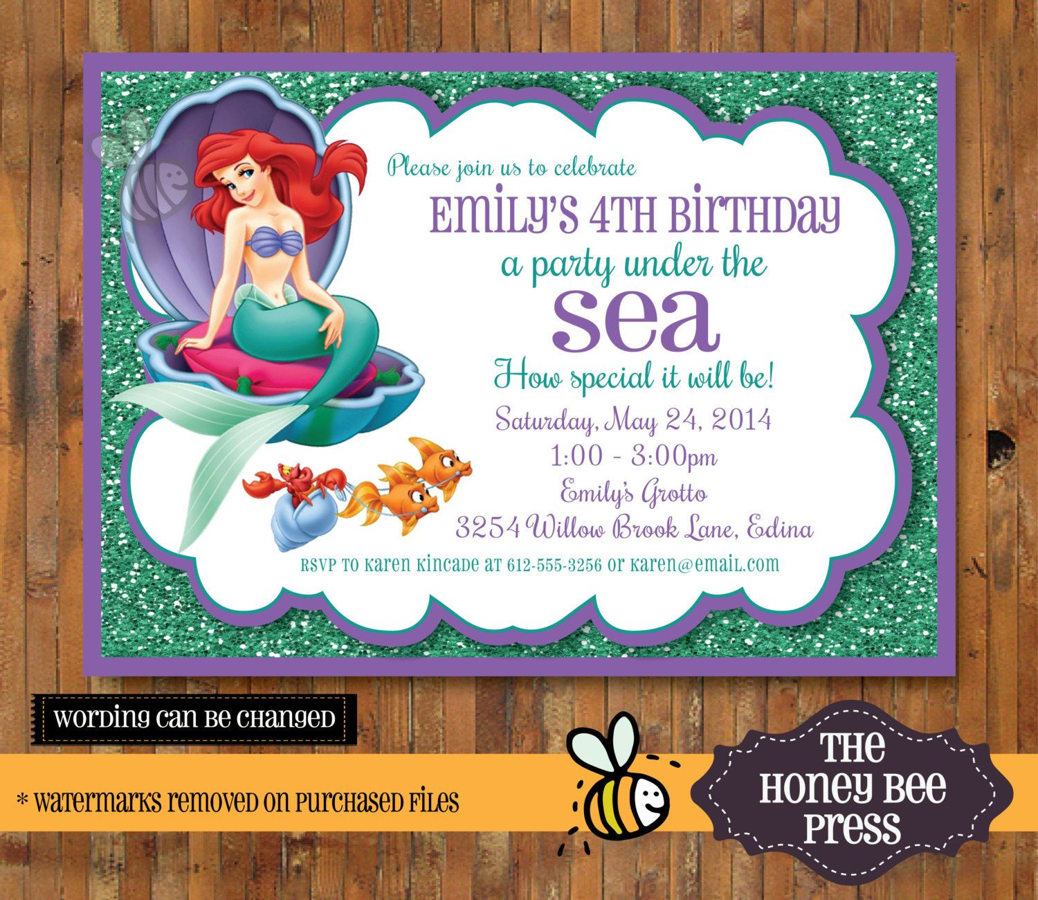 Little Mermaid Party Invitation Ideas
 Under the Sea Invitation Little Mermaid Under the Sea
