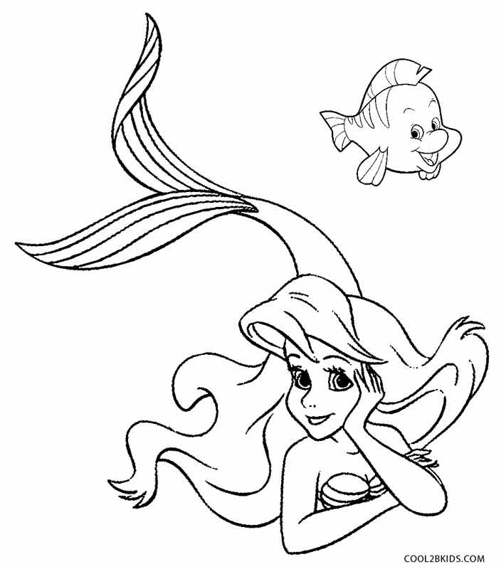 Little Mermaid Printable Coloring Pages
 Printable Mermaid Coloring Pages For Kids
