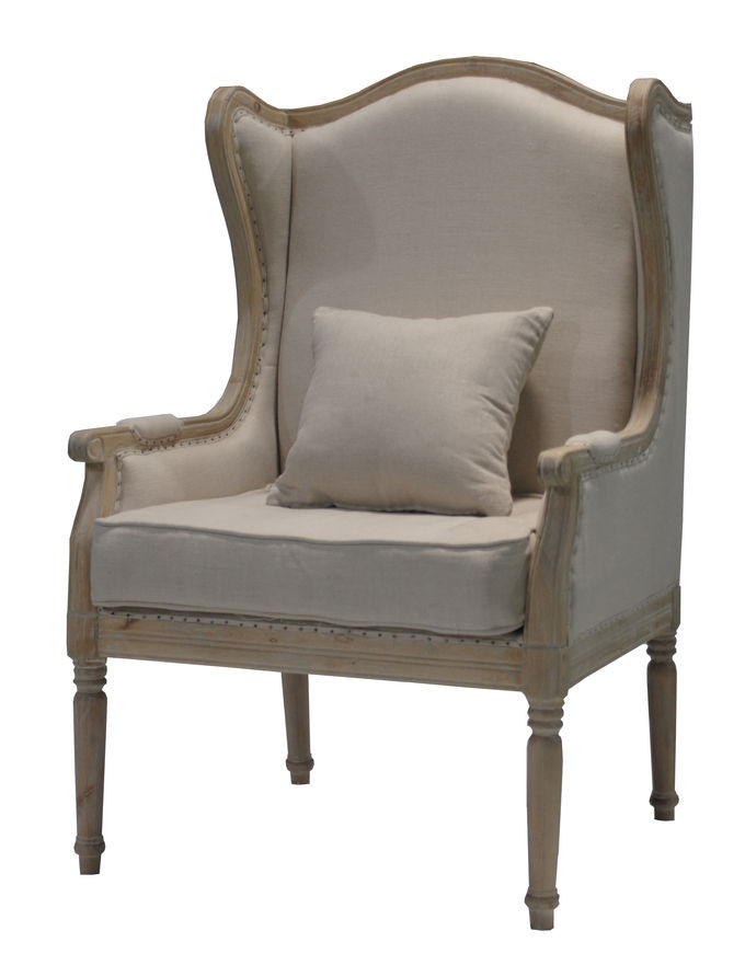 Living Room Armchairs
 French Antique Wooden and Fabric upholstered armchairs
