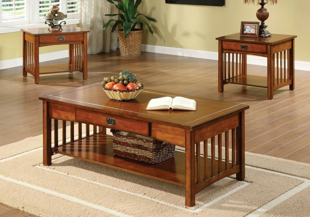 Living Room Coffee Table Sets
 3pc Seville Mission Style Living Room Cocktail Coffee End