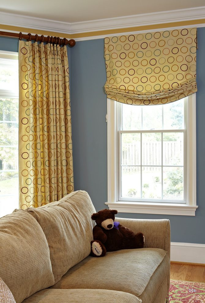 Living Room Curtain Rods
 Basement Window Curtains Living Room Traditional with