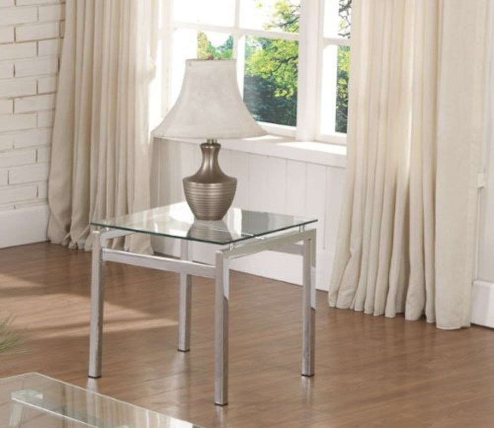 Living Room Glass Table
 Chrome Finish Glass Top End Table Living Room Home