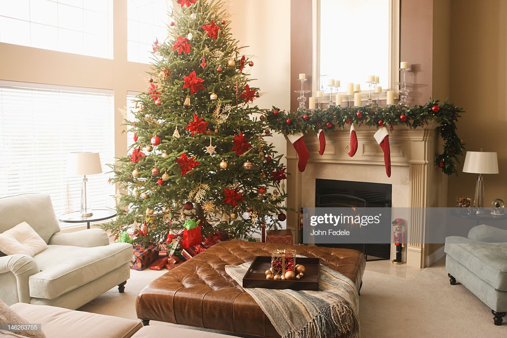 Living Room Tree Decoration
 Christmas Tree And Decorations In Living Room Stock