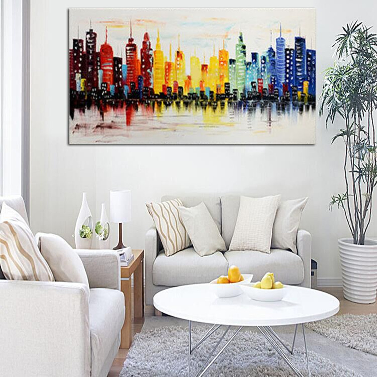 Living Room Wall Art
 120X60CM Modern City Canvas Abstract Painting Print Living
