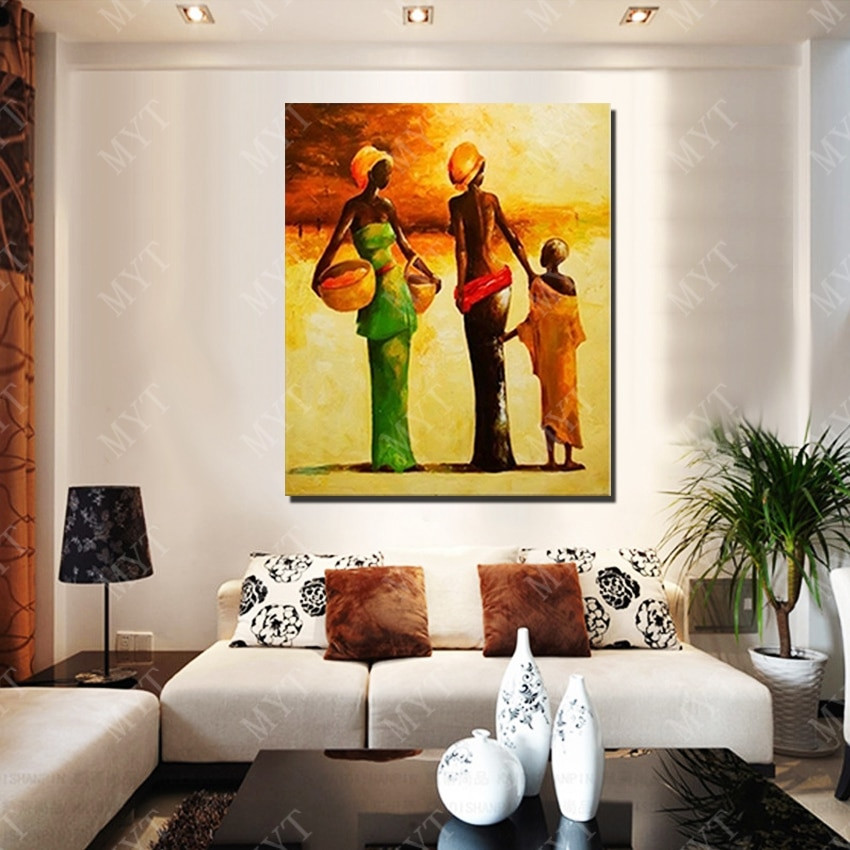 Living Room Wall Paintings
 New Design Modern African Women Oil Painting Living Room