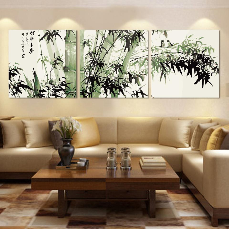 Living Room Wall Paintings
 bamboo canvas wall art landscape painting 3 pieces large