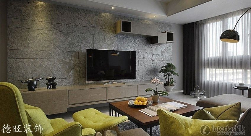 Living Room Wall Tiles
 Minimalist TV background wall tiles decorate the living