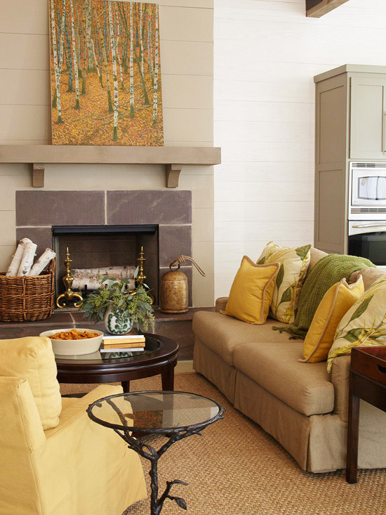 Living Room With Yellow Walls
 Theme Design 11 Living room fireplace design ideas