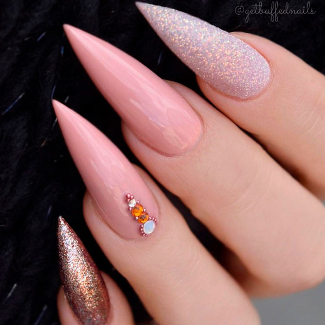 Long Glitter Nails
 Brilliant Long Nail Designs To Try