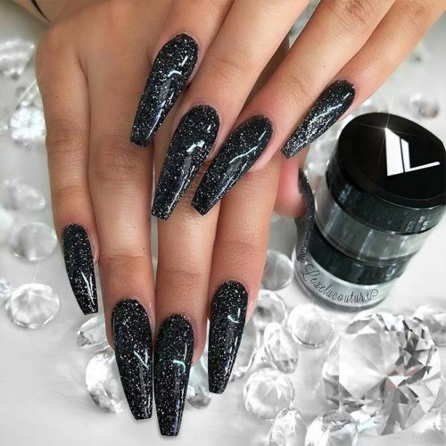 Long Glitter Nails
 BLACK GLITTER NAILS DESIGNS THAT ARE MORE GLAM THAN GOTH