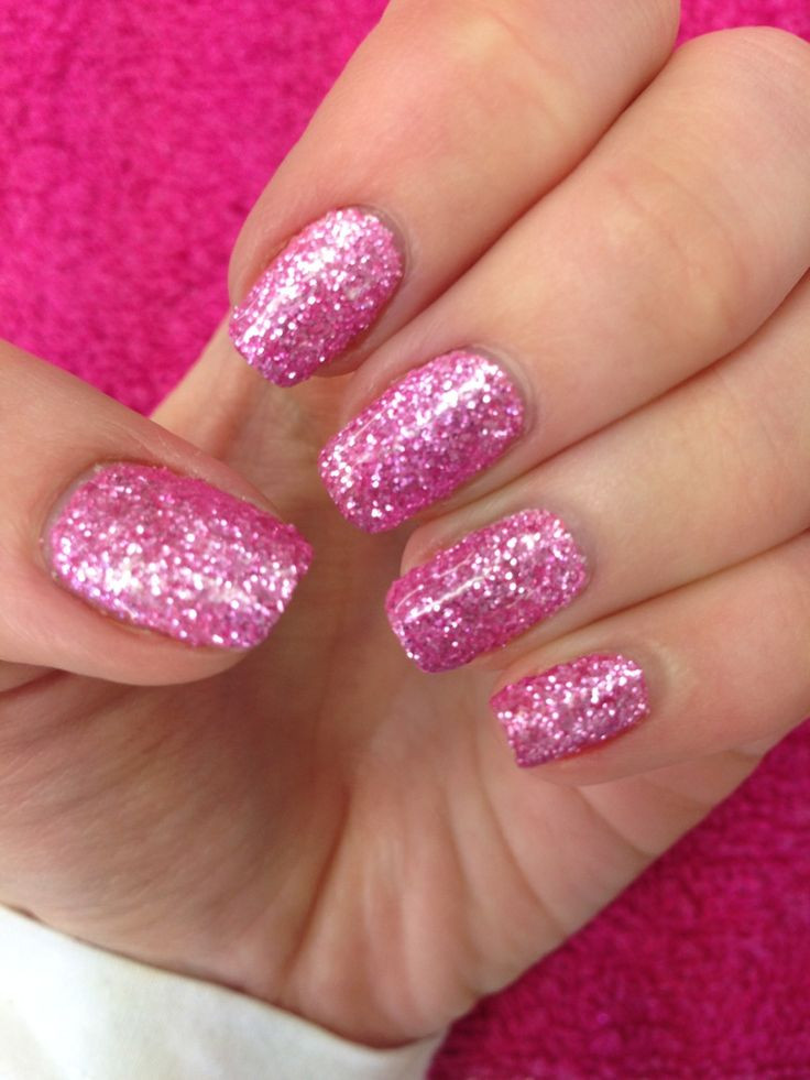 Long Hair Pretty Nails
 The 25 best Pink glitter nails ideas on Pinterest