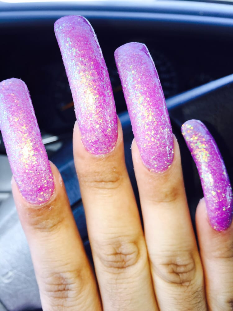 Long Pretty Nails
 Long pretty purple violet glitter powder square nails Yelp