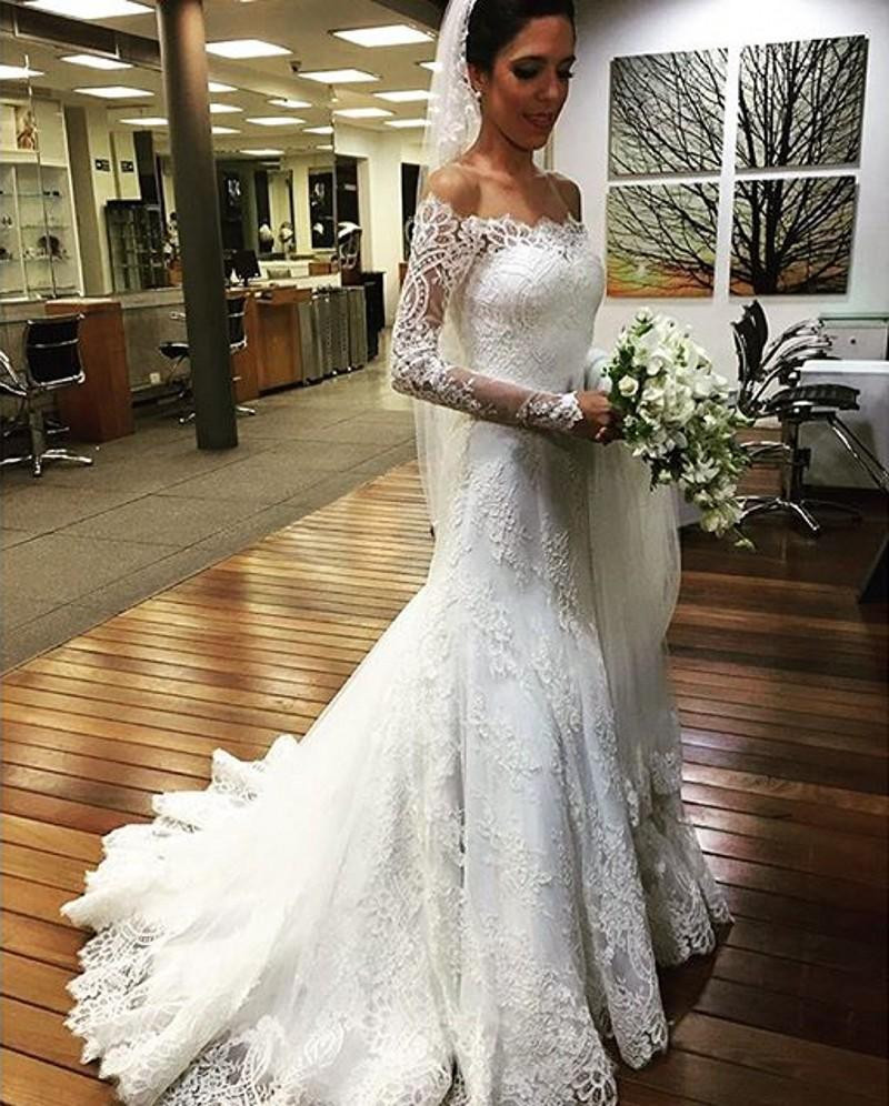 Long Sleeve Lace Wedding Gown
 Vintage 2016 Mermaid Bohemian Lace Wedding Dresses With