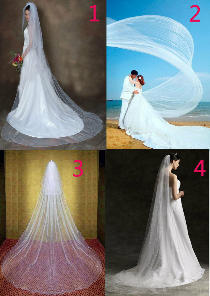Long Wedding Veil
 Extra Long Cathedral Bridal Wedding Veil B White
