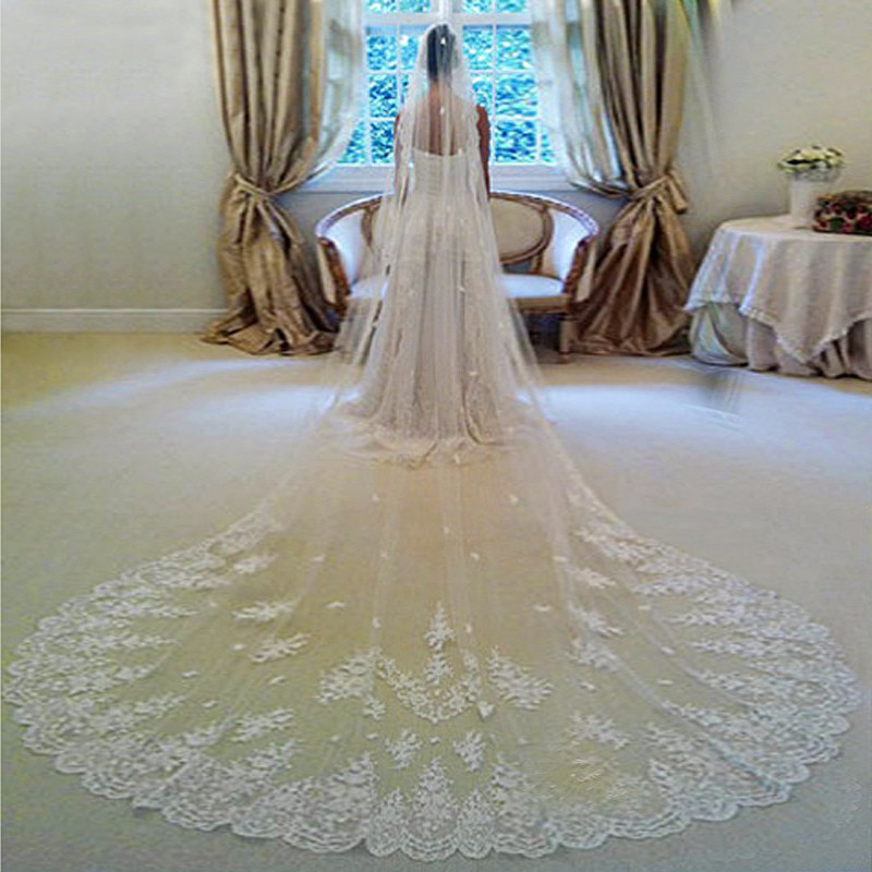 Long Wedding Veil
 In Stock 3 Meters Long Wedding Veil Bridal Veils White