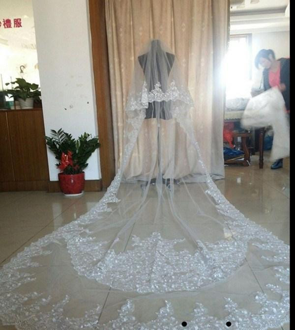 Long Wedding Veils With Crystals
 Best Selling Wedding Veils Three Meters Long Veils Lace