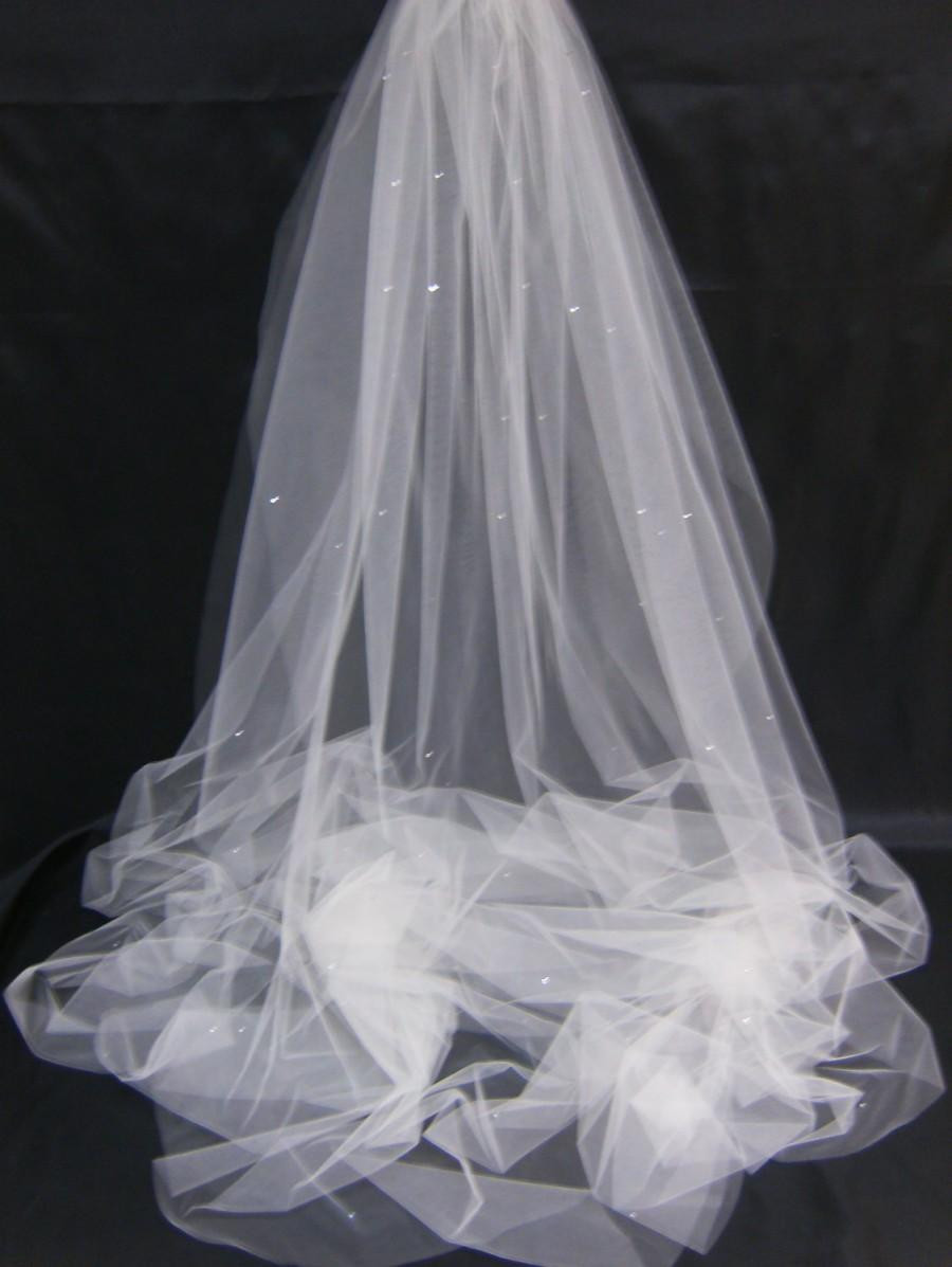 Long Wedding Veils With Crystals
 Bridal Veil Swarovski Crystal Rhinestone Sheer 65 Inch
