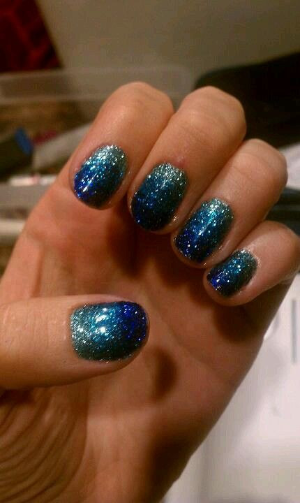 Loose Glitter Nails
 Shellac nails with pressed on loose glitter done by my