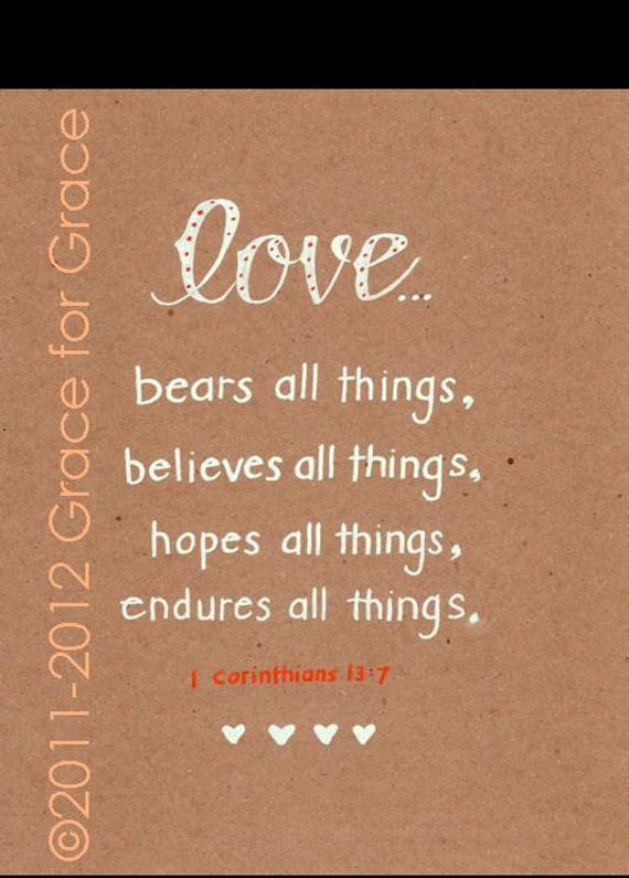 Love Bible Quotes
 Bible Verse Art Love Bears Believes Hopes Endures 8x10