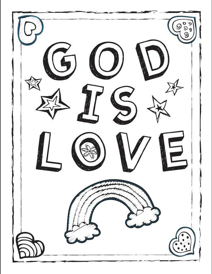 Love Coloring Pages For Kids
 “God is Love ” Coloring Sheet