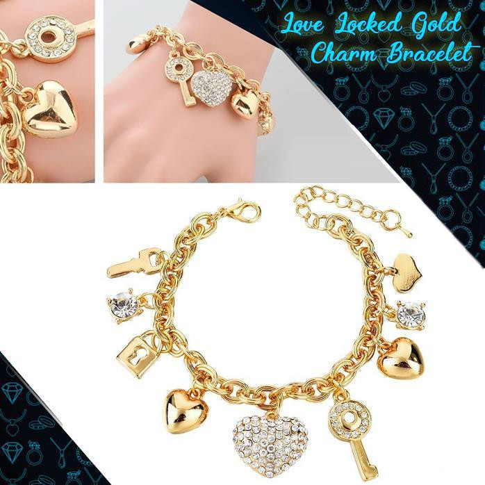 Lovely Charm Bracelet
 Love Locked Gold Charm Bracelet – Rainbowpick