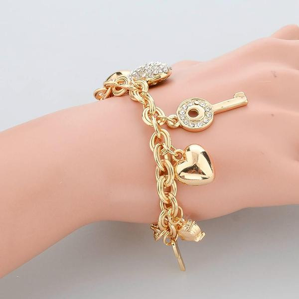 Lovely Charm Bracelet
 Love Locked Gold Charm Bracelet Pandoras Box Inc