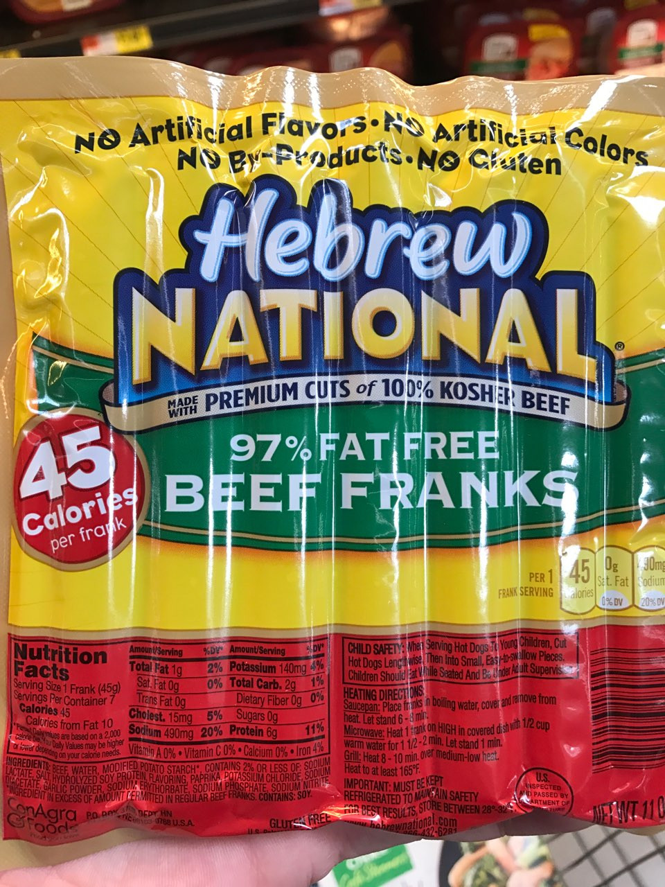 Low Calorie Hot Dogs
 Hebrew National Franks Beef Calories Nutrition Analysis