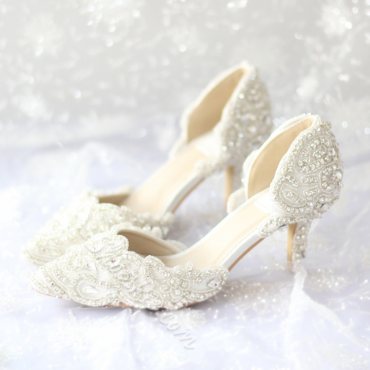Low Heel Lace Wedding Shoes
 Shoespie Lace Rhinestone Low Heel Bridal Shoes Shoespie