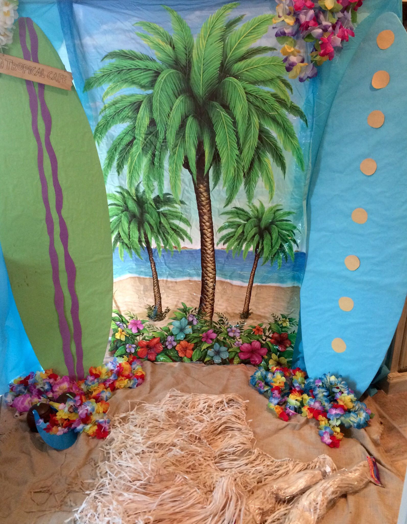 Luau Beach Party Ideas
 End of Year Luau party backdrop for my stinkers 4th grade