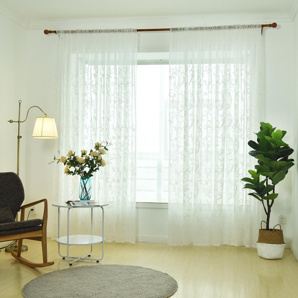 Macy'S Curtains For Living Room
 Curved Hook Embroidered Voile Curtain Living Room Bedroom