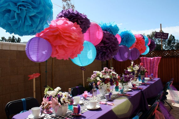 Mad Hatter Tea Party Birthday Ideas
 30 Tissue Pom Poms Mad Hatter Tea Party Decorations Your