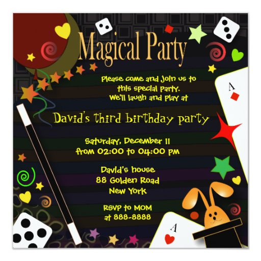 Magic Birthday Party Invitations
 Kids birthday invitation 043 Magical Party